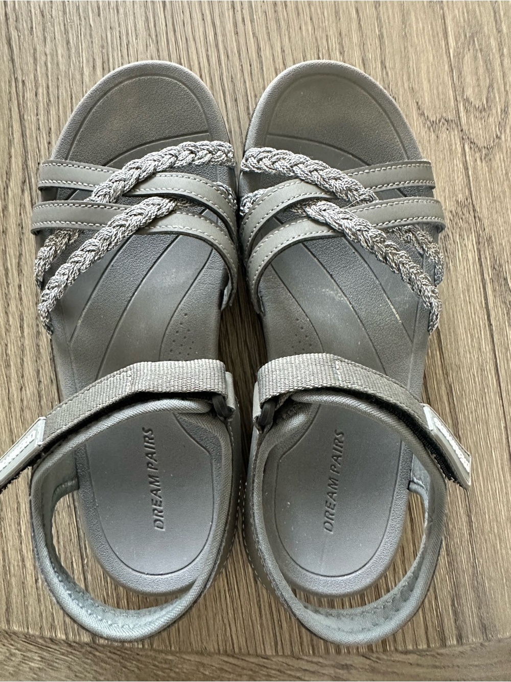 DREAM PAIRS Sport Sandals Gray Taupe Strappy Size 8